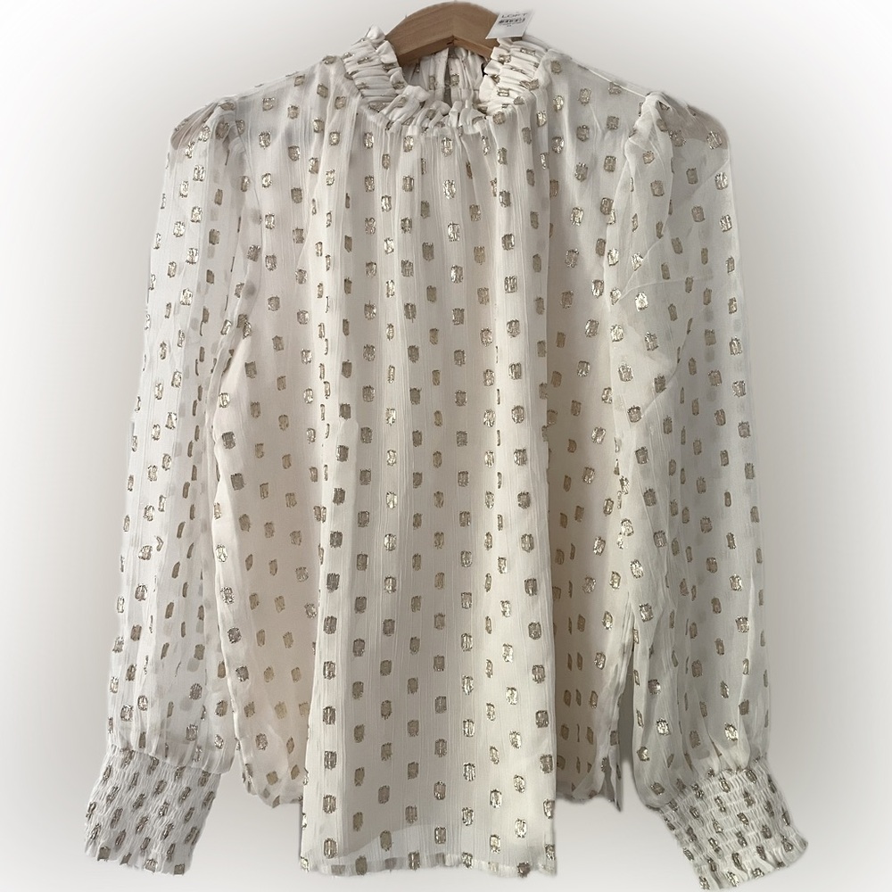 New with Tags cream and gold Loft Blouse M